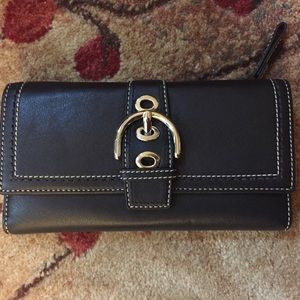 Coach Black Leather Soho Checkbook Wallet